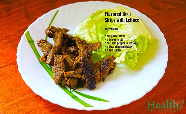 Flavoured Beef Strips with Lettuce